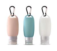 Besylo Botes Viaje, Silicona Botella de Viaje, Conjunto de Botellas de Viaje de Silicona, con mosquetón, para Viajes, Actividades al Aire Libre, Escuela (3 Piezas, Multicolor, 60 ml)