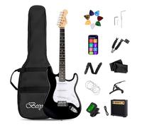 Besyou Guitarra eléctrica de 39 pulgadas, kit de guitarra eléctrica para principiantes con amplificador Classic SSS Pickup completo con bolsa de concierto, afinador, correa de cejilla, púas de cuerda