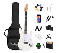 Besyou Guitarra eléctrica de 39 pulgadas, kit de guitarra eléctrica para principiantes con amplificador Classic SSS Pickup completo con bolsa de concierto, afinador, correa de cejilla, púas de cuerda