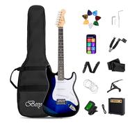 Besyou Guitarra eléctrica de 39 pulgadas, kit de guitarra eléctrica para principiantes con amplificador Classic SSS Pickup completo con bolsa de concierto, afinador, correa de cejilla, púas de cuerda
