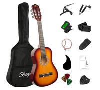 BESYOU Kit básico de guitarra acústica para principiantes de 30 pulgadas, bolsa de cejilla, cuerdas enrolladoras, púas de correa, golpeador de guitarra para estudiantes/niños, con bolsa de concierto