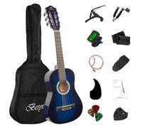 BESYOU Kit básico de guitarra acústica para principiantes de 30 pulgadas, bolsa de cejilla, cuerdas enrolladoras, púas de correa, golpeador de guitarra para estudiantes/niños, con bolsa de concierto