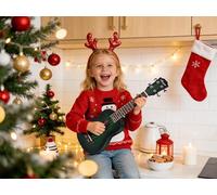 Besyou Ukelele de concierto para principiantes, kit de ukelele de caoba con afinador, correa de nailon de carbono, púas de tela para regalo (verde, 21)
