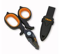 Beta 1128BAX - Tijeras de electricista de efecto doble, con perfil de fresa de acero inoxidable forrado en DLC