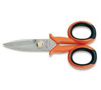 Beta 1128BMX - Tijeras de electricista, hojas rectas de acero inoxidable, con microdentado