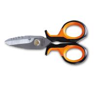 BETA 1128BSX, Tijera Profesional de Electricista con Cuchilla Graduada de Acero Inoxidable, Mango Bimaterial y Pasador Antiaflojamiento, Estuche Incluido