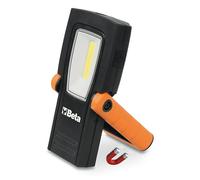 BETA 1838COMPACT Linterna profesional LED Potente IP65 Compacta Recargable con 2 Emisiones Luminosas y 3 Intensidades, Cuerpo Antideslizante y Antigolpes, Colgable con Clip y Base Magnética