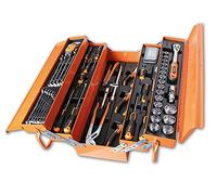 Beta 2120L-E/T91-I - Caja de herramientas de metal con juego de 91 herramientas para el mantenimiento general, termoformado, contiene llaves de vaso macho, extensiones, pinzas y más