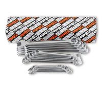 Beta 42/S17 - Juego de Llaves Combinadas con Llave Fija y de Estrella Acodadas, Juego de 17 Piezas con Soporte, Acabado Cromado Mate, Medidas de 6-22 mm, 1.580 g, Fabricadas en Italia