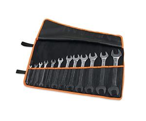 Beta 55/B12N - Juego de 12 Llaves Fijas de Doble Boca en Estuche Enrollable de Poliéster para Protegerlas Durante el Transporte, Herramientas de Acero de Calidad Profesional