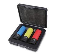 Beta 720LC/C3 - Juego de 3 llaves de vaso de impacto para tuercas de rueda, insertos poliméricos de colores, 17-19-21 mm