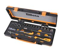 Beta 900/C12MR - Surtido de 12 llaves de vaso hexagonales, 20 puntas para destornilladores y 7 accesorios en termoformados suaves en caja de metal