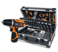 Beta BW 2056E 12V/19P - Maletín de Plástico con Juego de 147 Herramientas para Mantenimiento General, incluido Atornillador Taladro 12V