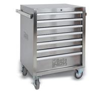 Beta C04TSS/7 - Cajonera móvil con 7 cajones de acero inoxidable, ruedas anti-rastro