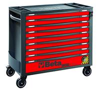 BETA RSC24Axl/9-R - Cajonera para Herramientas, 9 cajones, con Sistema antivuelco, Modelo Largo de 882 x 367 mm, con extracción Total, montados en guías telescópicas de Bola, Rojo, 024004293