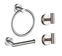 Betadistor Juego de accesorios de baño de 4 piezas, kit de accesorios de baño, toallero, ganchos de pared, soporte de papel higiénico, ganchos de metal montado en la pared y ganchos para toallas,