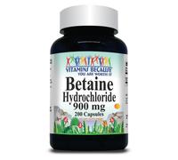 Betaína HCI 900mg Clorhidrato 200 Cápsulas Sin Gluten / Hecho En Los EE. UU.