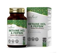 Ezyleaf Betaine HCL con Pepsina 680mg | 120 Cápsulas Veganas | Clorhidrato de Betaína con Pepsina | Suplementos de Enzimas Digestivas | Sin Ingredientes Artificiales | Certificado ISO, sin Gluten