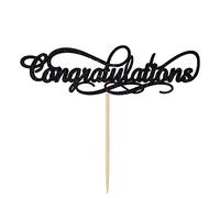 Betalala Decoración para tartas de felicitaciones, decoraciones de fiesta de graduación 2021, aniversario de boda, proclamación de jubilación, decoraciones de fiesta de embarazo, purpurina negra.