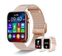 Betatree Reloj Inteligente, 1,85" Smartwatch Mujer con Llamada, 19 Modo Deportivos Smart Watch con Voz AI, Monitor de Sueño/SpO2, 3 Correas Fitness Tracker para Android iOS, Oro Rosado