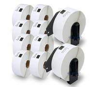 BETCKEY - 10 Rollos de DK-11201 Etiquetas Precortadas de Dirección Estándar Compatible con Brother, 29mm x 90mm, 4000 Etiquetas para Impresoras de Etiquetas QL (2 Soportes de Etiqueta)