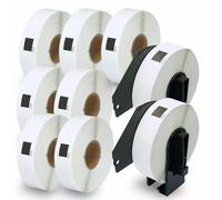 BETCKEY - 10 Rollos DK-11203 Etiquetas Adhesivas con Solo 2 Soportes de Etiquetas Reutilizables, 17mm x 87mm, 3000 Etiquetas para Carpetas de Archivo para Brother QL Impresoras de Etiquetas