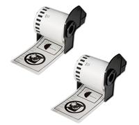 BETCKEY - 2 Rollos DK-22113 Etiquetas Adhesivas, 62mm x 15.24m, Negro en Transparente, 2 Cinta Continua Transparente de Película Plástica para Brother QL Impresoras de Etiquetas