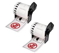 BETCKEY - 2 Rollos DK-22251 Etiquetas Adhesivas, 62mm x 15.24m, Rojo/negro en Blanco, 2 Cinta Continua con Impresión a Negro y Rojo para Brother QL Impresoras de Etiquetas