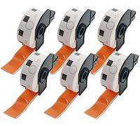 BETCKEY - 6 Rollos de DK-11218 Etiquetas Circulares Compatible con Brother, Φ24mm Round, 6000 Etiquetas de Color Naranja para Impresoras de Etiquetas QL