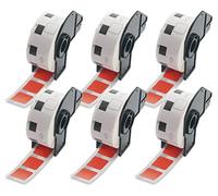 BETCKEY - 6 Rollos de DK-11221 Etiquetas Cuadradas Compatible con Brother, 23mm x 23mm, 6000 Etiquetas de Color Red para Impresoras de Etiquetas QL
