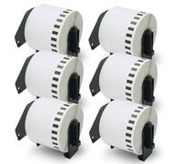 BETCKEY - 6 Rollos de DK-22205 Cinta Continua de Papel Térmico Compatible con Brother, 62mm x 30.48m, 6 continuous Etiquetas para Impresoras de Etiquetas QL