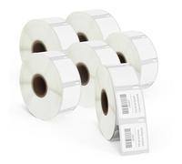 BETCKEY - 6 Rollos de Etiquetas de Película Removibles, Compatibles con S0929120, 25mm x 25mm, 4500 Etiquetas de Desprendimiento Fácil Sin Residuos para Impresora DYMO LabelWriter 450/4XL