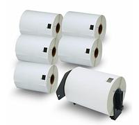 BETCKEY - 6 rollos de etiquetas de repuesto para Brother DK-11247 con solo 1 soporte de etiquetas reutilizable, 103 mm x 164 mm, negro sobre blanco, 1080 etiquetas de envío compatibles con impresoras