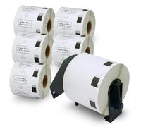 BETCKEY - 6 Rollos DK-11209 Etiquetas Adhesivas con Solo 1 Soportes de Etiquetas Reutilizables, 62mm x 29mm, 4800 Etiquetas precortadas de dirección pequeñas para Brother QL Impresoras de Etiquetas