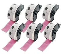 BETCKEY - 6 Rollos DK-11218 Etiquetas de Color (Rosado), Φ24mm, 6000 Etiquetas Circulares para Brother QL Impresoras de Etiquetas