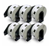 BETCKEY - 6 Rollos DK-11218 Etiquetas Despegables, Φ24mm, 6000 Etiquetas Circulares para Brother QL Impresoras de Etiquetas