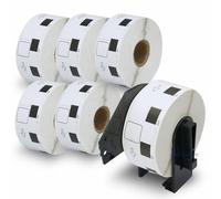 BETCKEY - 6 Rollos DK-11221 Etiquetas Adhesivas con Solo 1 Soportes de Etiquetas Reutilizables, 23mm x 23mm, 6000 Etiquetas Cuadradas para Brother QL Impresoras de Etiquetas