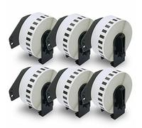 BETCKEY - 6 Rollos DK-22210 Etiquetas Despegables, 29mm x 30.48m, 6 Cinta Continua de Papel Térmico para Brother QL Impresoras de Etiquetas