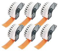 BETCKEY - 6 Rollos DK-22214 Etiquetas de Color (Naranja), 12mm x 30.48m, 6 Cinta Continua de Papel Térmico para Brother QL Impresoras de Etiquetas