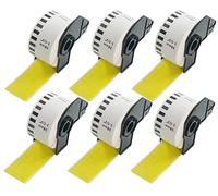 BETCKEY - 6 Rollos DK-22225 Etiquetas de Color (Amarillo), 38mm x 30.48m, 6 Cinta Continua de Papel Térmico para Brother QL Impresoras de Etiquetas