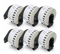 BETCKEY - 6 Rollos DK-22225 Etiquetas Despegables, 38mm x 30.48m, 6 Cinta Continua de Papel Térmico para Brother QL Impresoras de Etiquetas