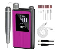 BETE Taladro de uñas profesional con motor sin escobillas, kit de lima eléctrica inalámbrica de 40000 RPM con 6 brocas, lima recargable para esmalte de uñas de gel acrílico, herramientas de manicura