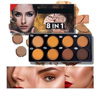 Beteligir Paleta de contorno en polvo de 8 colores, contorno de cosméticos y paleta de base en polvo para resaltar/Kit de maquillaje de contorno, contorno y bronceador, ligero a medio (01)