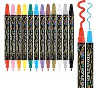 Betem 12 Colores Rotuladores Acrilicos Doble Punta, Marcadores Acrílicos para Pintar Piedras, Tela, Madera, Lienzo, Cerámica, Graffiti, Vidrio, Rotuladores Lettering para Artesanías