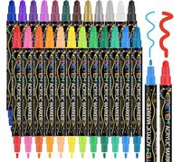 Betem 24 Colores Rotuladores Acrilicos Doble Punta, Marcadores Acrílicos para Pintar Piedras, Tela, Madera, Lienzo, Cerámica, Graffiti, Vidrio, Rotuladores Lettering para Artesanías