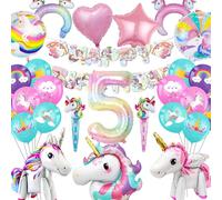 Betensh Decoracion Unicornio Cumpleaños 5 Años Niña, Color Pastel, Comunion, Fiesta Infantil y Baby Shower