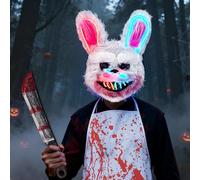 Betensh Mascaras de Terror Conejo Halloween, LED Máscara Conejo, Máscara Asustadora para Niño y Adulto, Ideal para Halloween Carnaval Fiesta de Disfraces