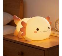 Betensh Quitamiedos Infantil de Silicona con Forma de Ajolote, Recargable/Táctil/con Temporizador, Nocturna Para Bebés con Luz Suave Regulable, Luz Nocturna para Bebés que Ayuda a Dormir.