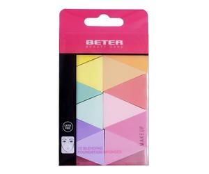 Beter- Pack 12 Esponjas de Maquillaje, Forma Triangular con Borde Redondeado, Perfecto para Corrector, Máxima Precisión, Acabado Natural o Cubriente, Ideal para Productos en Crema o Polvo, sin Látex