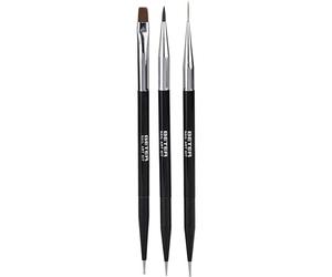 Beter - Set de 3 Pinceles Nail Art Doble Punta, Pincel y Dotting Tool Profesional para Uñas, Ideal para Manicura Francesa, Detalles Finos y Degradados, Kit Decoración Uñas Nail Art, Diseño de uñas